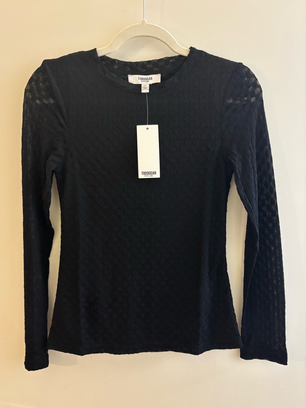 Toboggan White Label Black Floral Lace Long Sleeve Top M